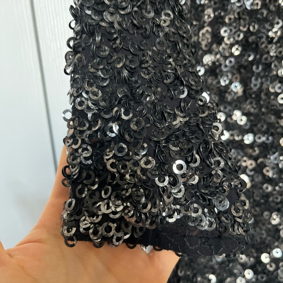 3.1 Phillip Lim Sequin 100% Silk Long Sleeved Gunmetal Cocktail Dress Sz 4 - Picture 10 of 14